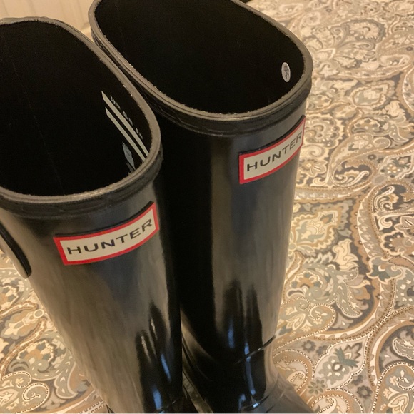 Like New Hunter Original Tall Black Gloss Boots Womens Sz 10 Worn 1x - Picture 8 of 16